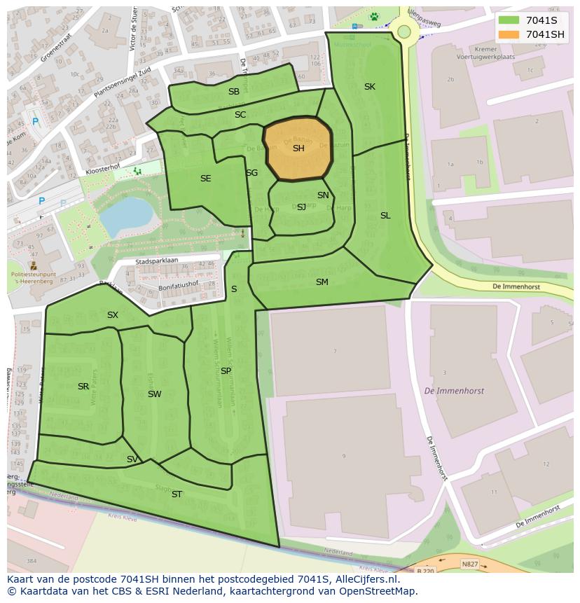 Afbeelding van het postcodegebied 7041 SH op de kaart.
