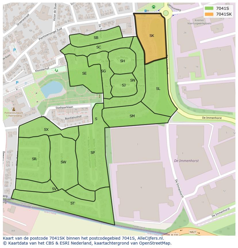 Afbeelding van het postcodegebied 7041 SK op de kaart.