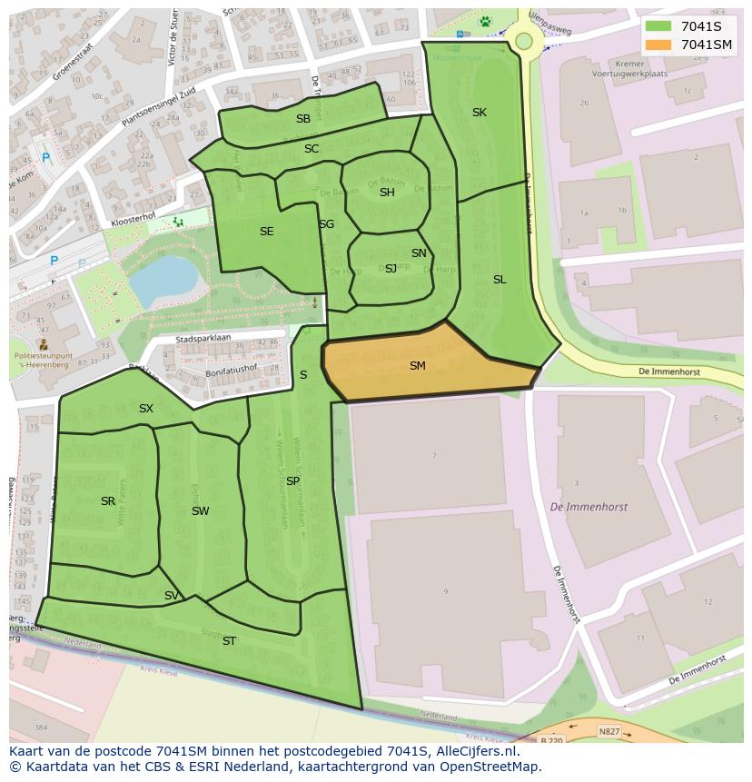 Afbeelding van het postcodegebied 7041 SM op de kaart.