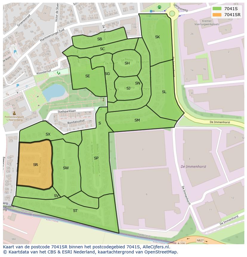 Afbeelding van het postcodegebied 7041 SR op de kaart.