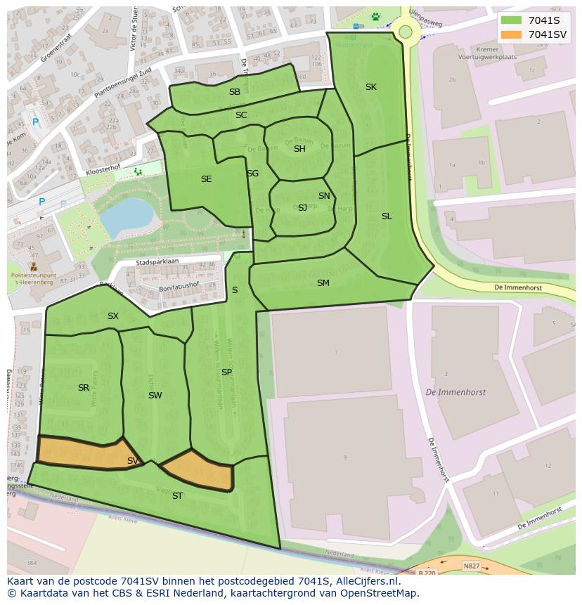Afbeelding van het postcodegebied 7041 SV op de kaart.