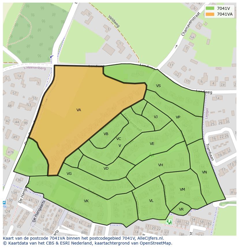 Afbeelding van het postcodegebied 7041 VA op de kaart.