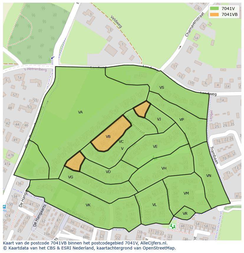 Afbeelding van het postcodegebied 7041 VB op de kaart.
