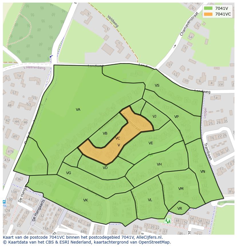 Afbeelding van het postcodegebied 7041 VC op de kaart.