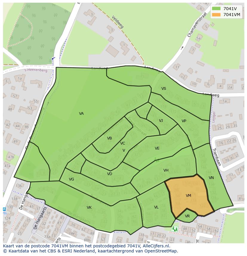 Afbeelding van het postcodegebied 7041 VM op de kaart.