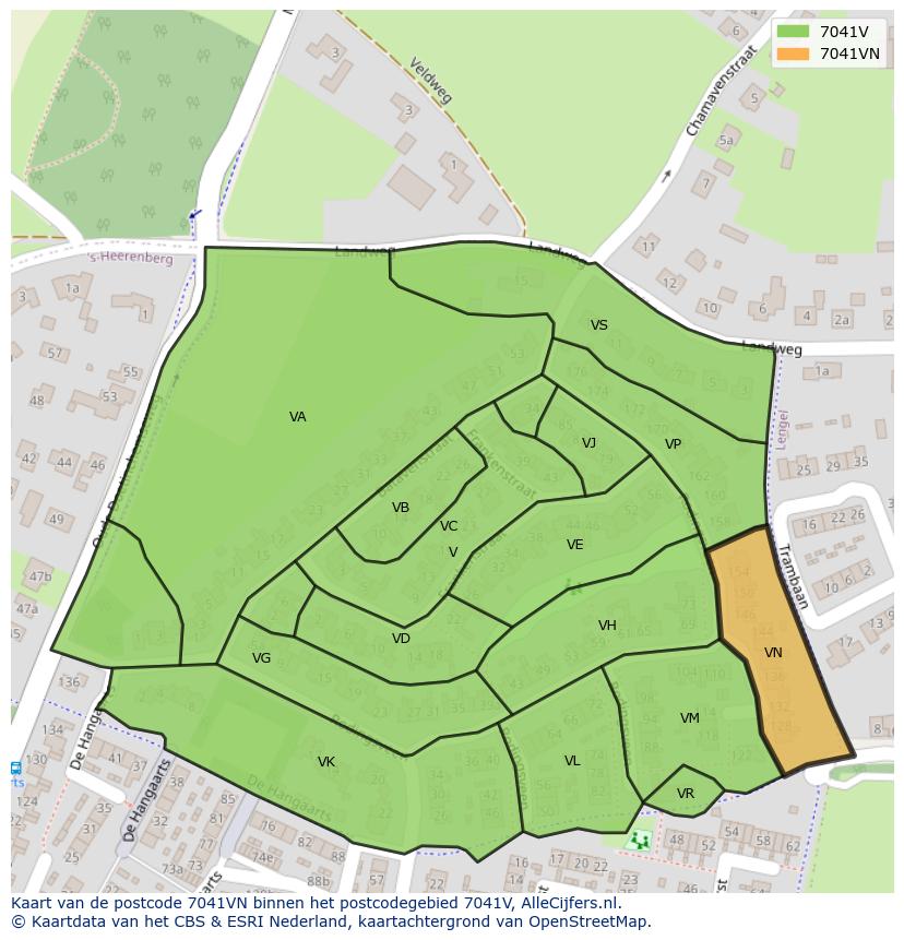 Afbeelding van het postcodegebied 7041 VN op de kaart.