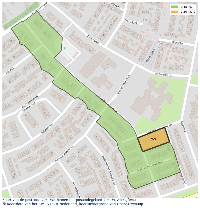 Afbeelding van het postcodegebied 7041 WS op de kaart.