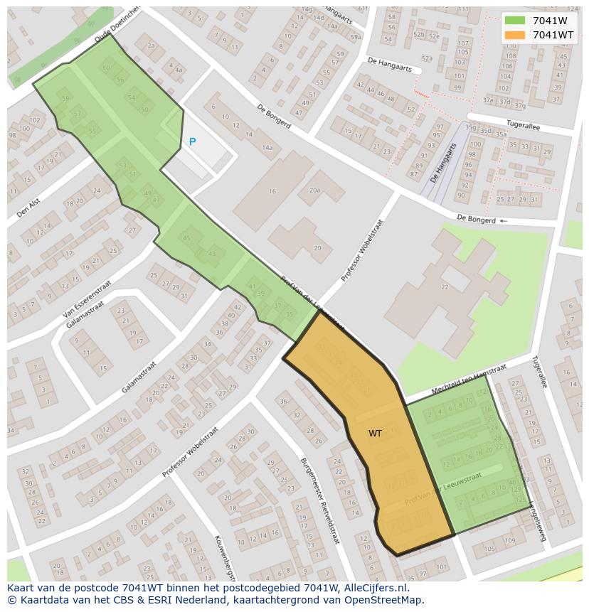 Afbeelding van het postcodegebied 7041 WT op de kaart.