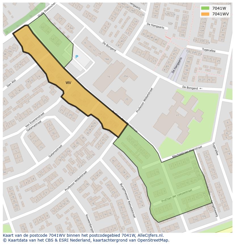 Afbeelding van het postcodegebied 7041 WV op de kaart.