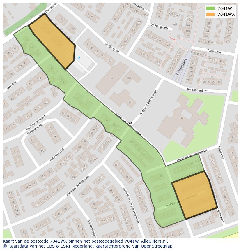 Afbeelding van het postcodegebied 7041 WX op de kaart.