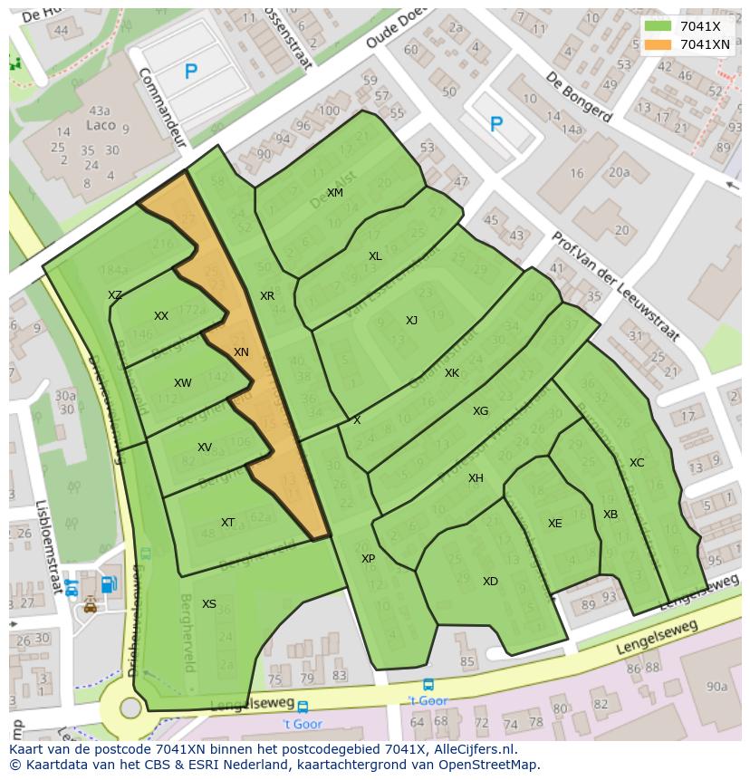 Afbeelding van het postcodegebied 7041 XN op de kaart.