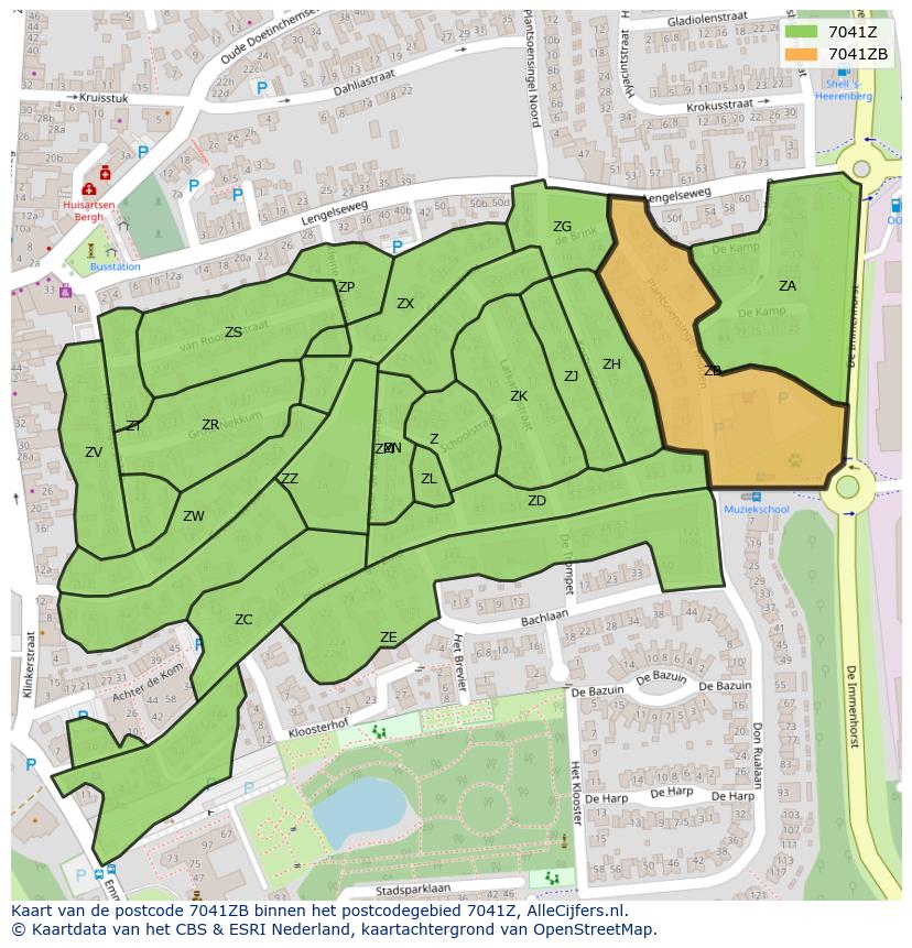 Afbeelding van het postcodegebied 7041 ZB op de kaart.