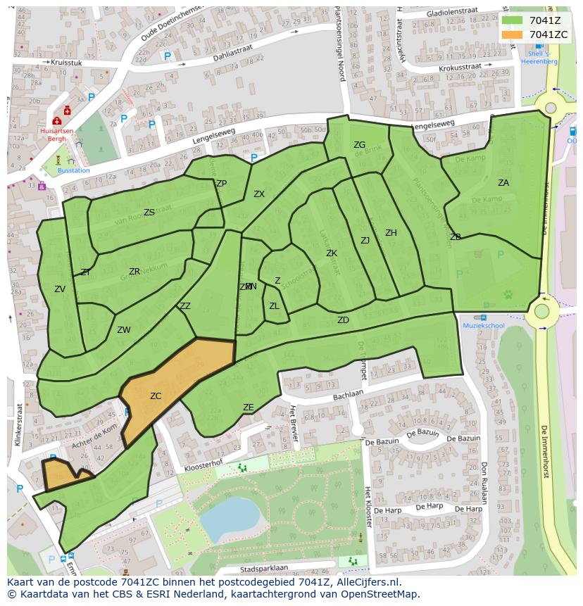 Afbeelding van het postcodegebied 7041 ZC op de kaart.
