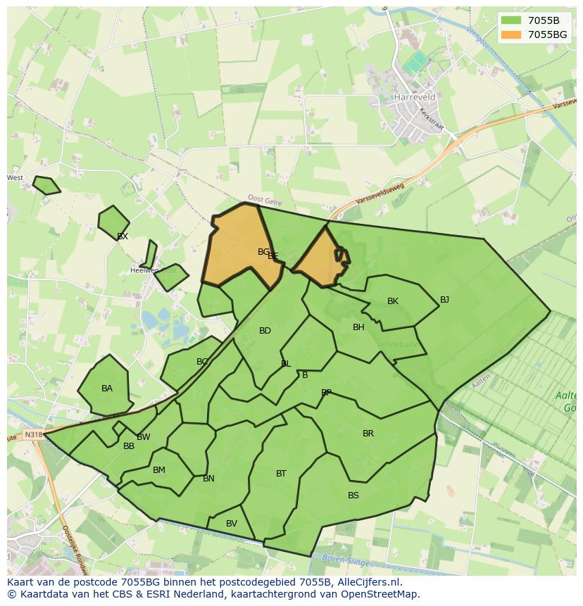 Afbeelding van het postcodegebied 7055 BG op de kaart.