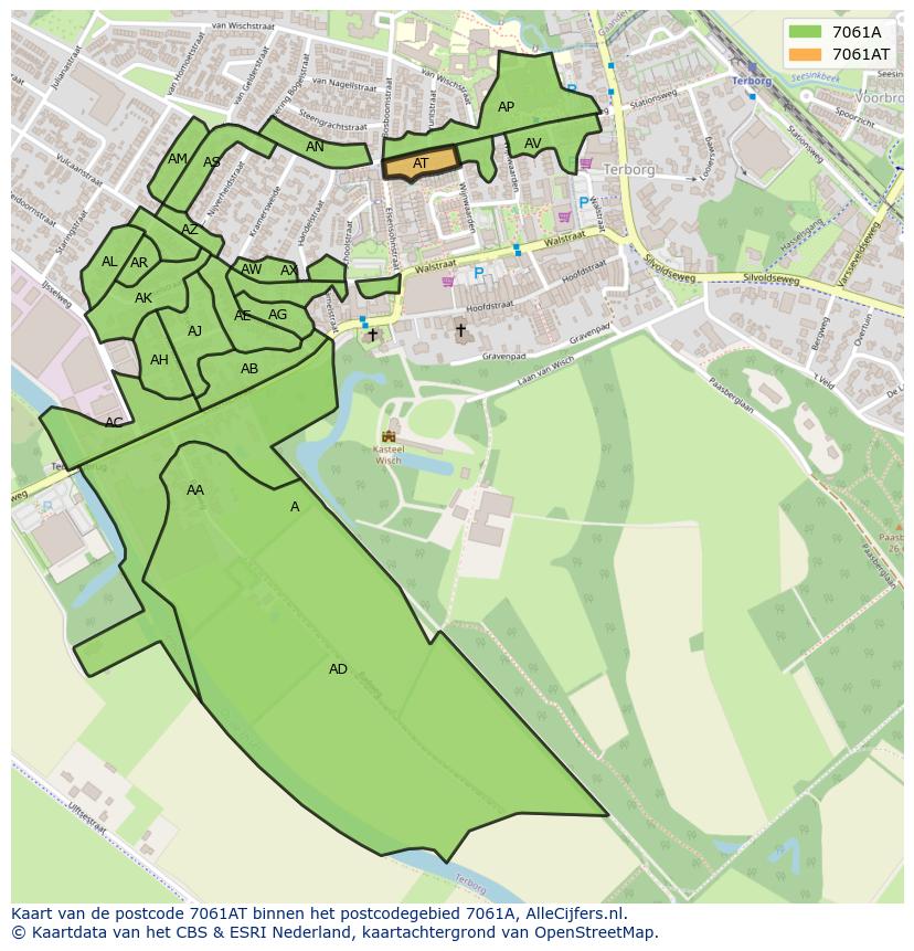 Afbeelding van het postcodegebied 7061 AT op de kaart.