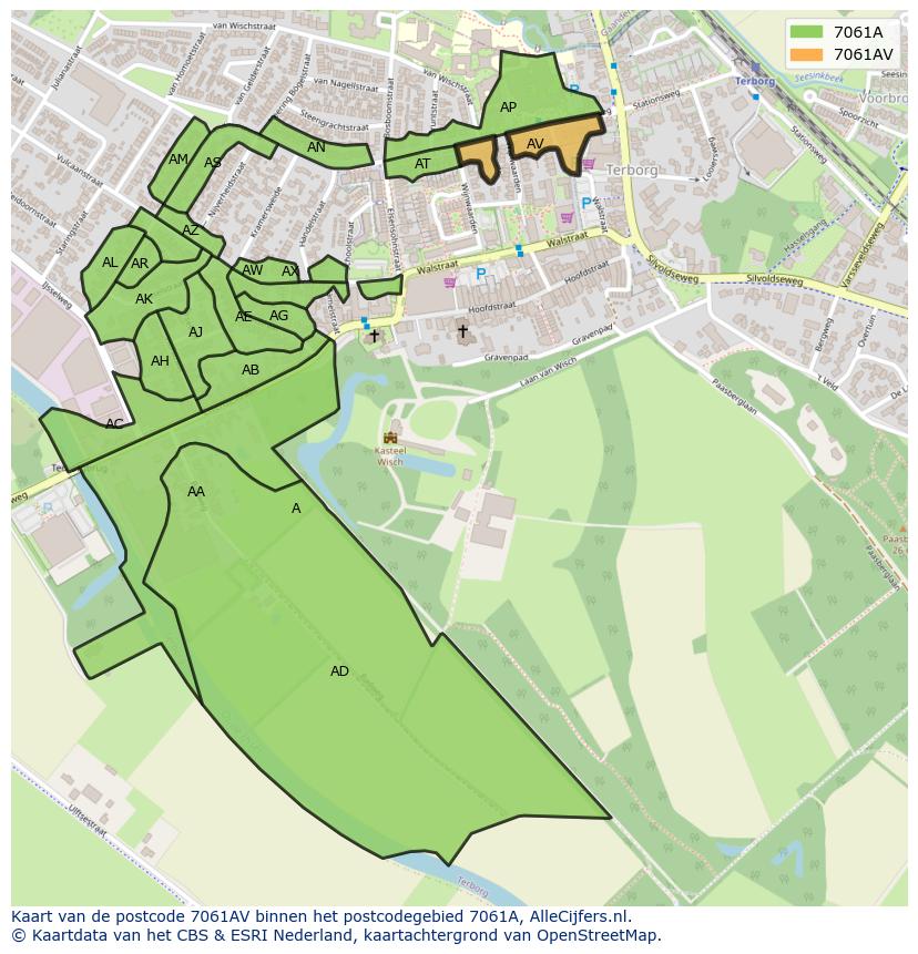 Afbeelding van het postcodegebied 7061 AV op de kaart.