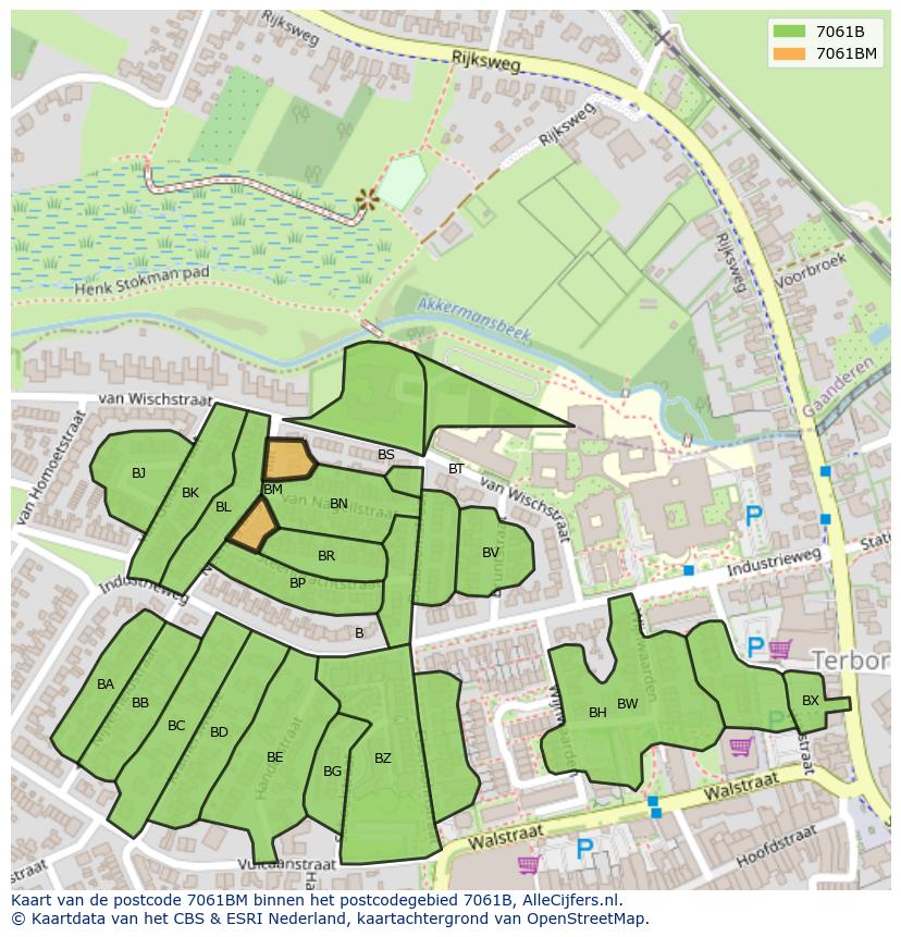 Afbeelding van het postcodegebied 7061 BM op de kaart.