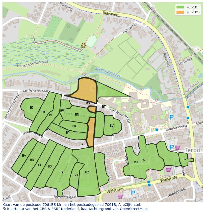 Afbeelding van het postcodegebied 7061 BS op de kaart.