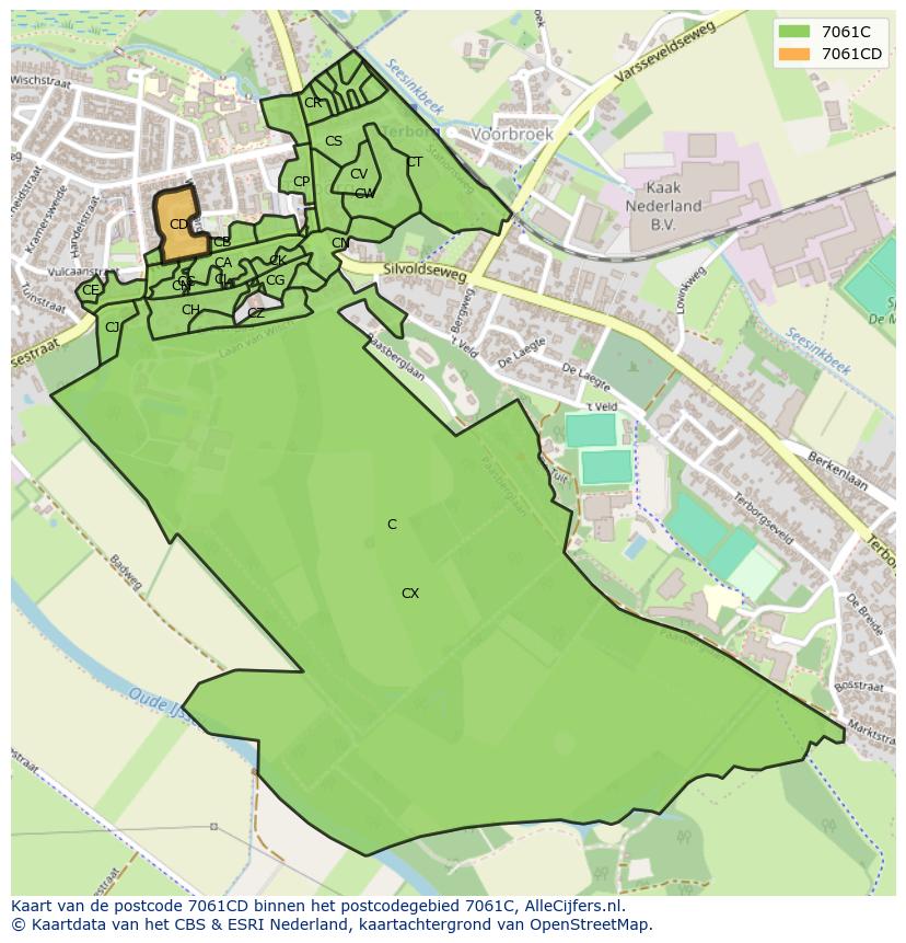 Afbeelding van het postcodegebied 7061 CD op de kaart.