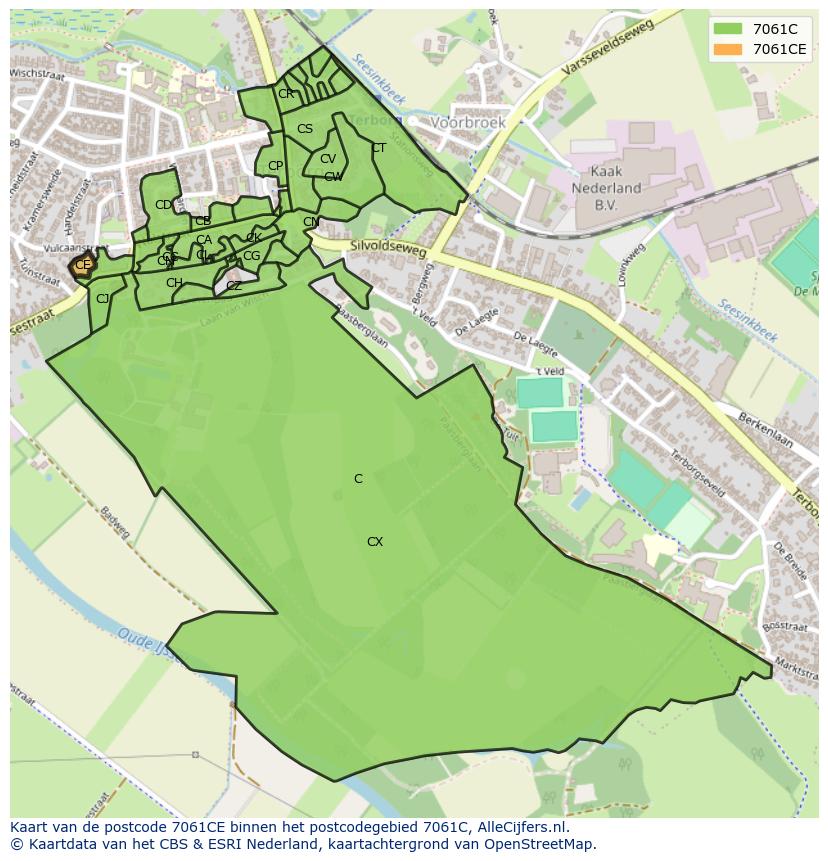 Afbeelding van het postcodegebied 7061 CE op de kaart.