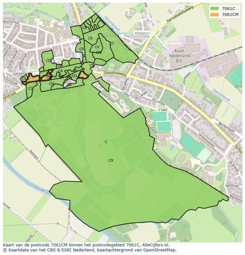 Afbeelding van het postcodegebied 7061 CM op de kaart.