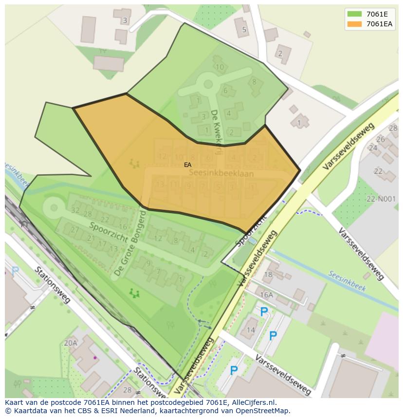 Afbeelding van het postcodegebied 7061 EA op de kaart.