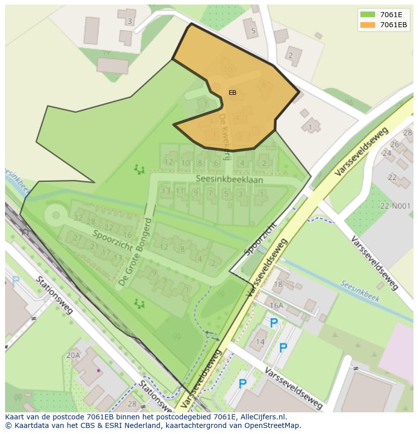 Afbeelding van het postcodegebied 7061 EB op de kaart.