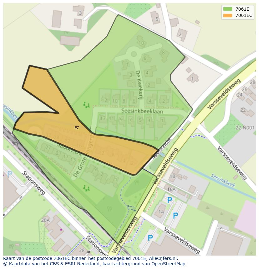 Afbeelding van het postcodegebied 7061 EC op de kaart.