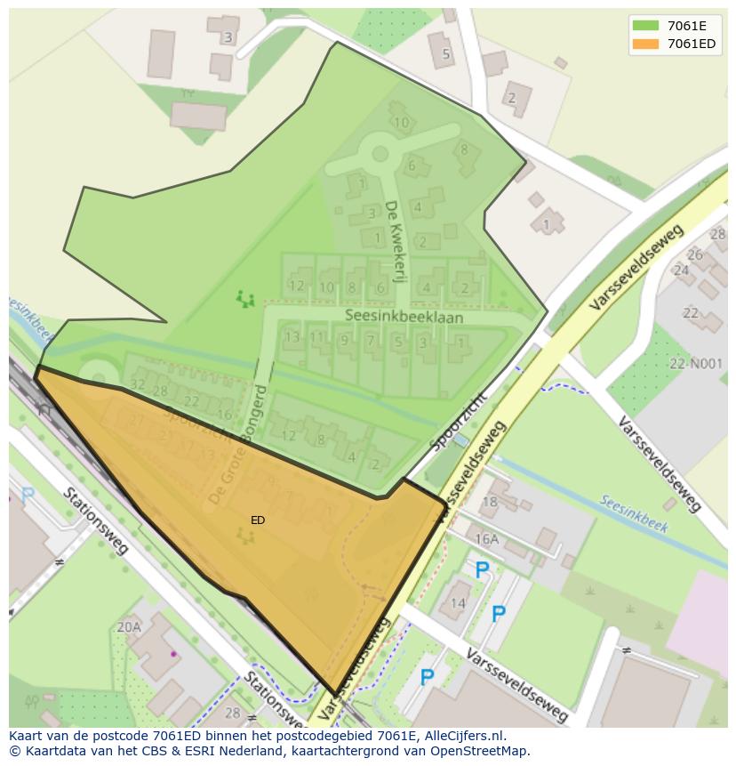 Afbeelding van het postcodegebied 7061 ED op de kaart.