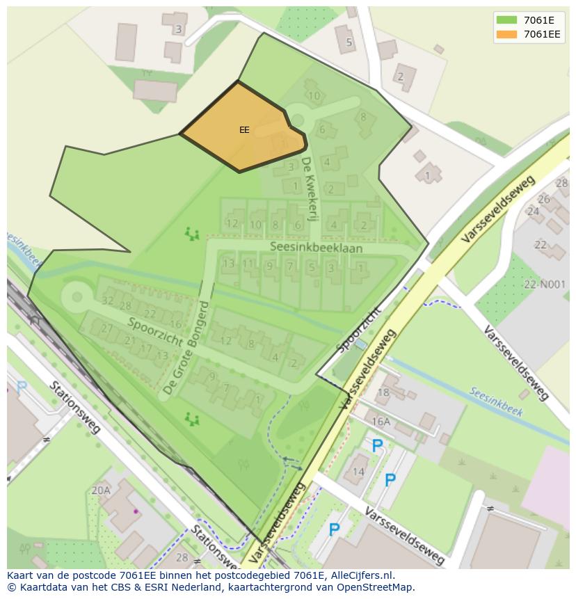 Afbeelding van het postcodegebied 7061 EE op de kaart.