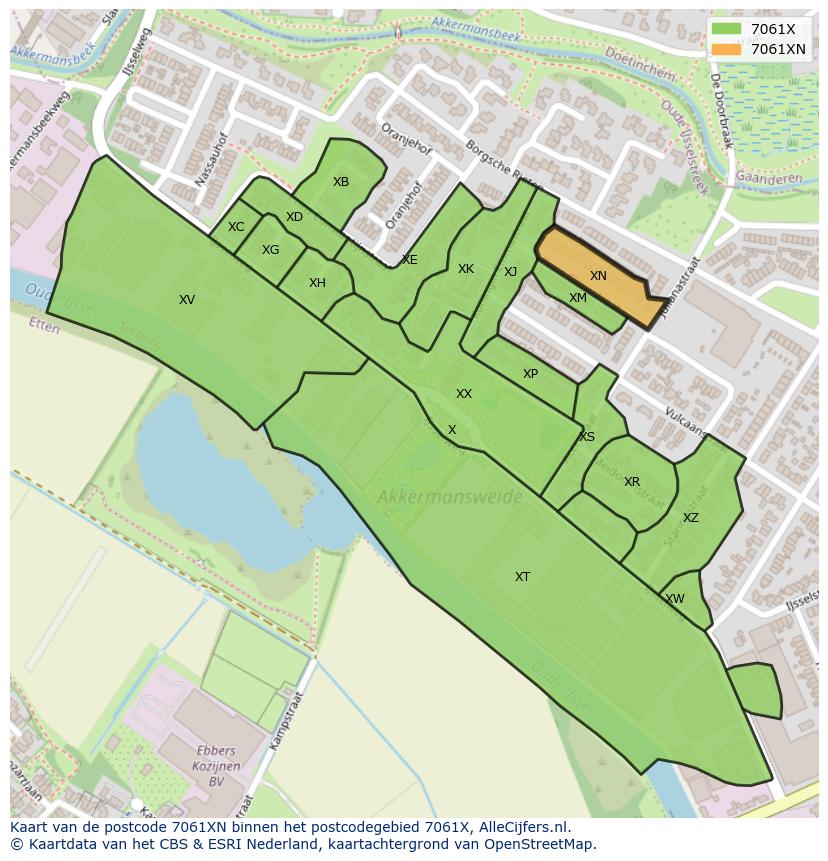 Afbeelding van het postcodegebied 7061 XN op de kaart.