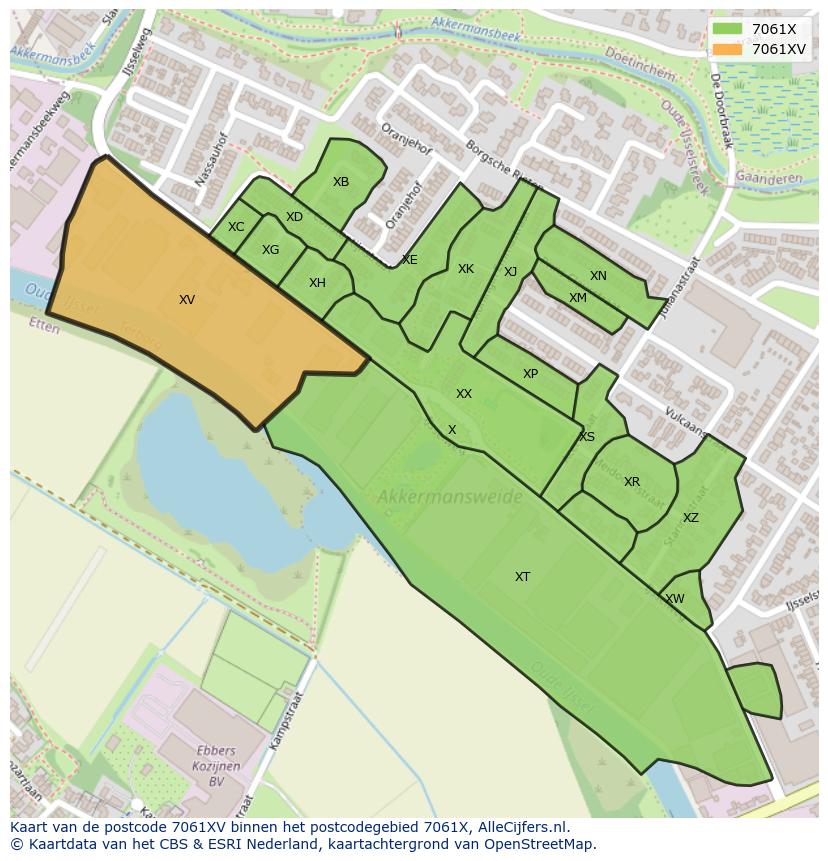 Afbeelding van het postcodegebied 7061 XV op de kaart.