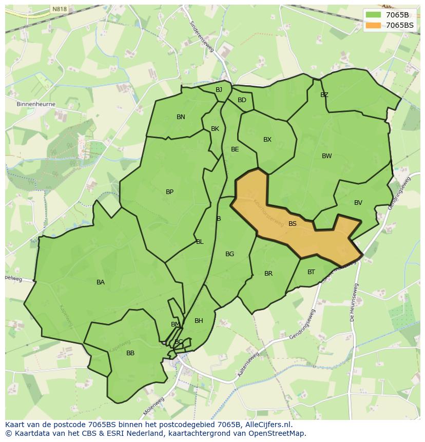 Afbeelding van het postcodegebied 7065 BS op de kaart.