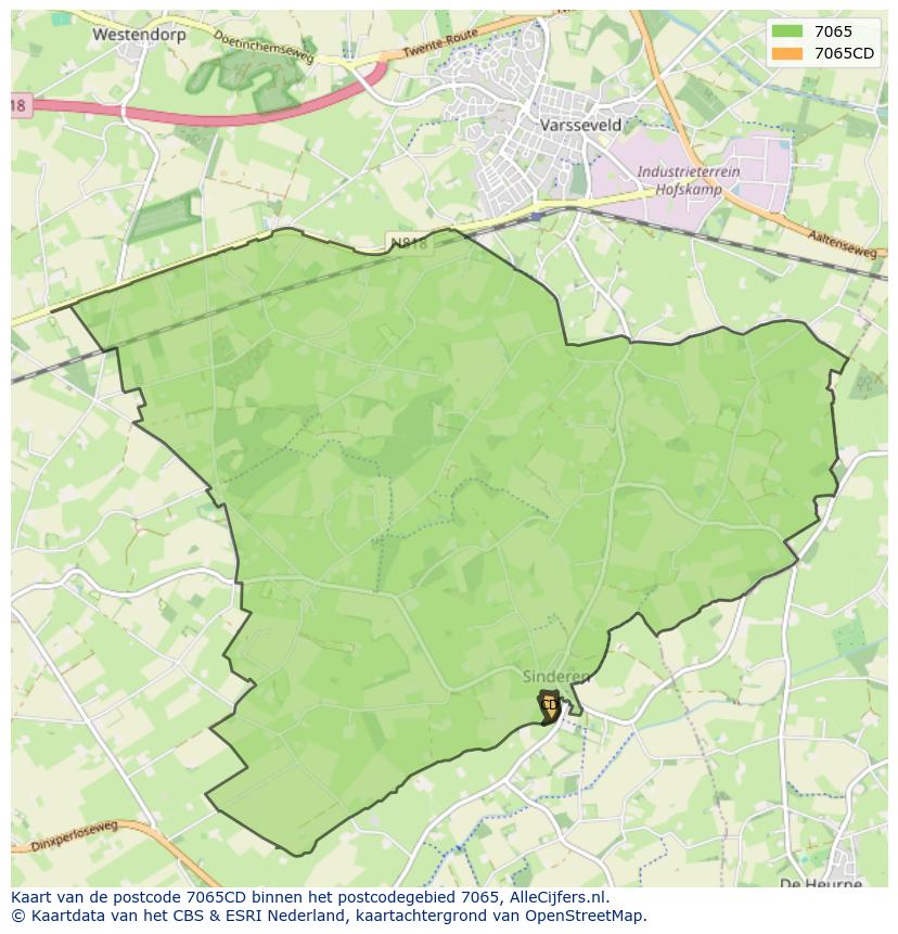 Afbeelding van het postcodegebied 7065 CD op de kaart.