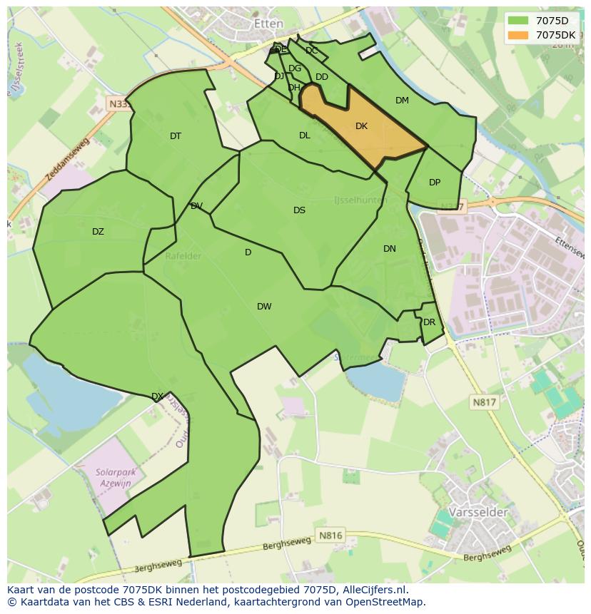 Afbeelding van het postcodegebied 7075 DK op de kaart.