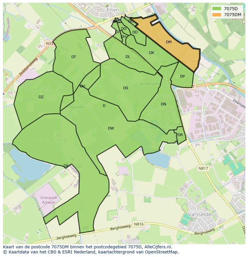 Afbeelding van het postcodegebied 7075 DM op de kaart.