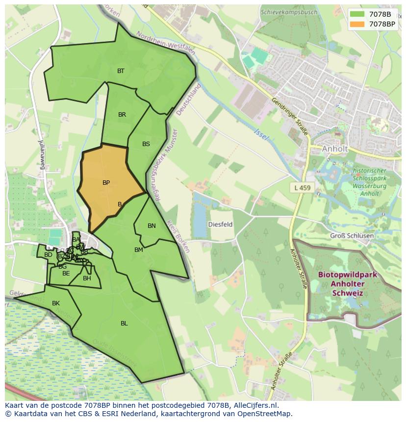 Afbeelding van het postcodegebied 7078 BP op de kaart.