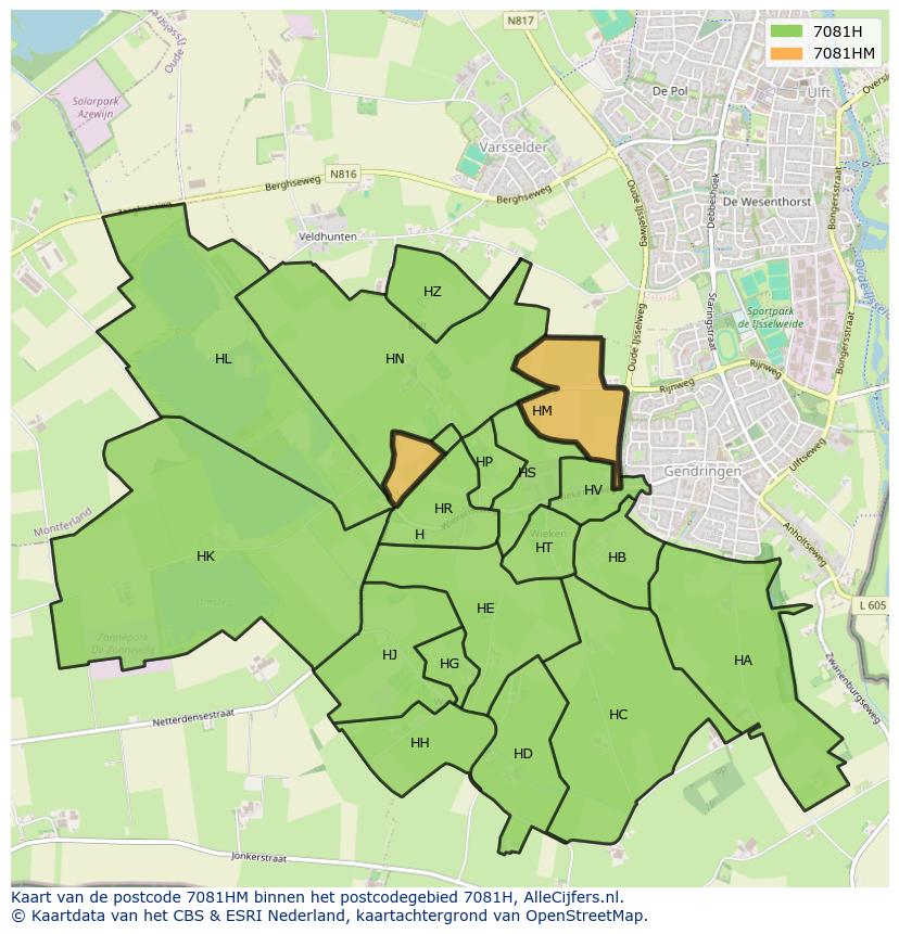 Afbeelding van het postcodegebied 7081 HM op de kaart.