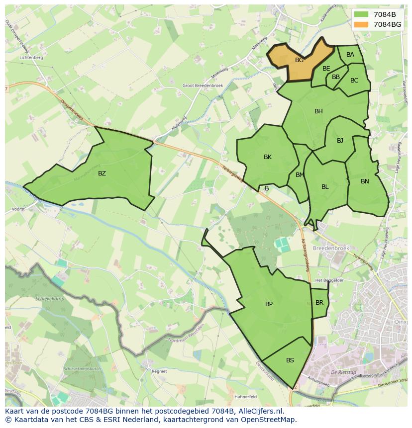 Afbeelding van het postcodegebied 7084 BG op de kaart.