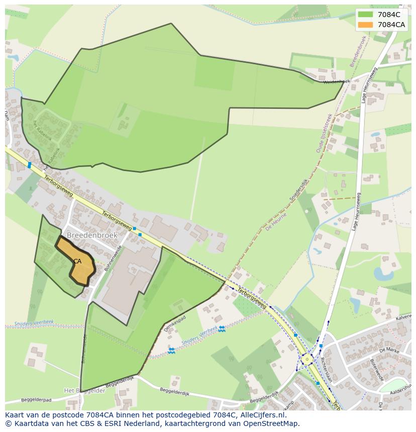 Afbeelding van het postcodegebied 7084 CA op de kaart.