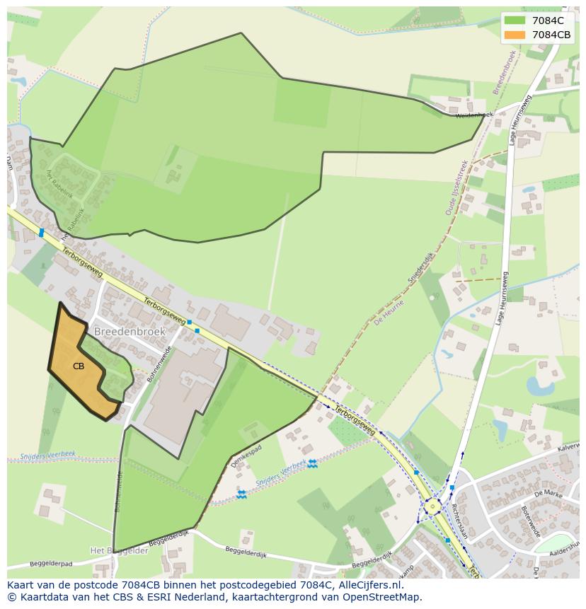 Afbeelding van het postcodegebied 7084 CB op de kaart.