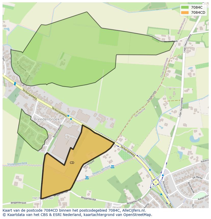 Afbeelding van het postcodegebied 7084 CD op de kaart.