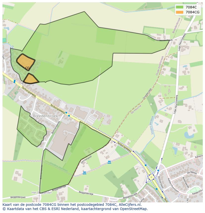 Afbeelding van het postcodegebied 7084 CG op de kaart.