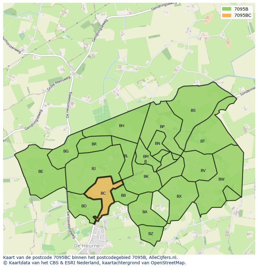 Afbeelding van het postcodegebied 7095 BC op de kaart.