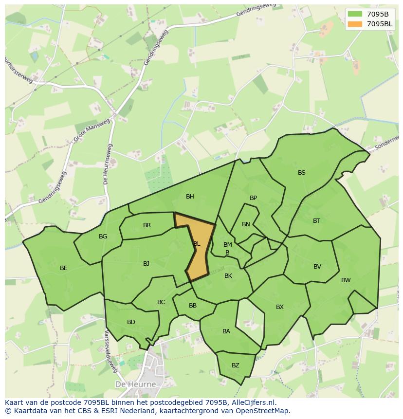 Afbeelding van het postcodegebied 7095 BL op de kaart.