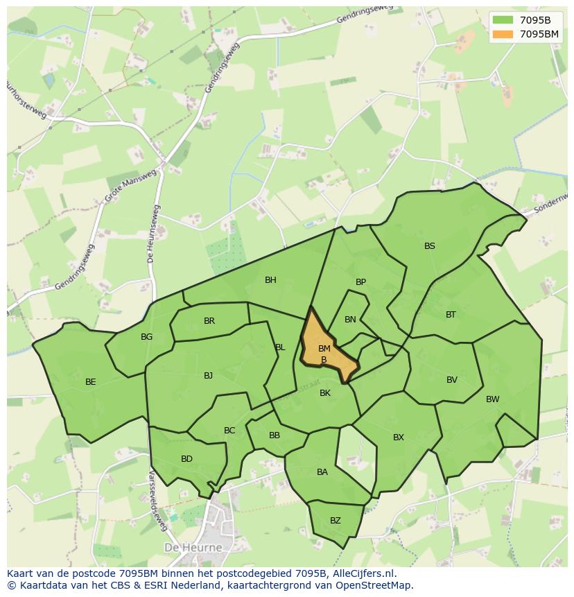 Afbeelding van het postcodegebied 7095 BM op de kaart.