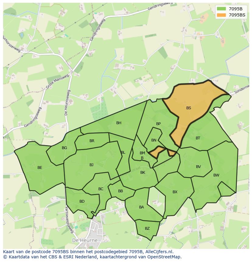 Afbeelding van het postcodegebied 7095 BS op de kaart.