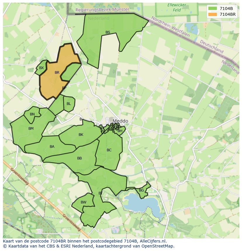 Afbeelding van het postcodegebied 7104 BR op de kaart.