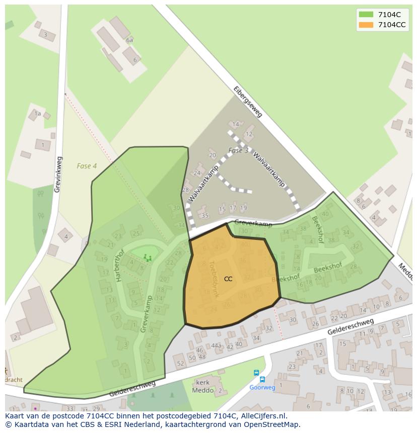 Afbeelding van het postcodegebied 7104 CC op de kaart.