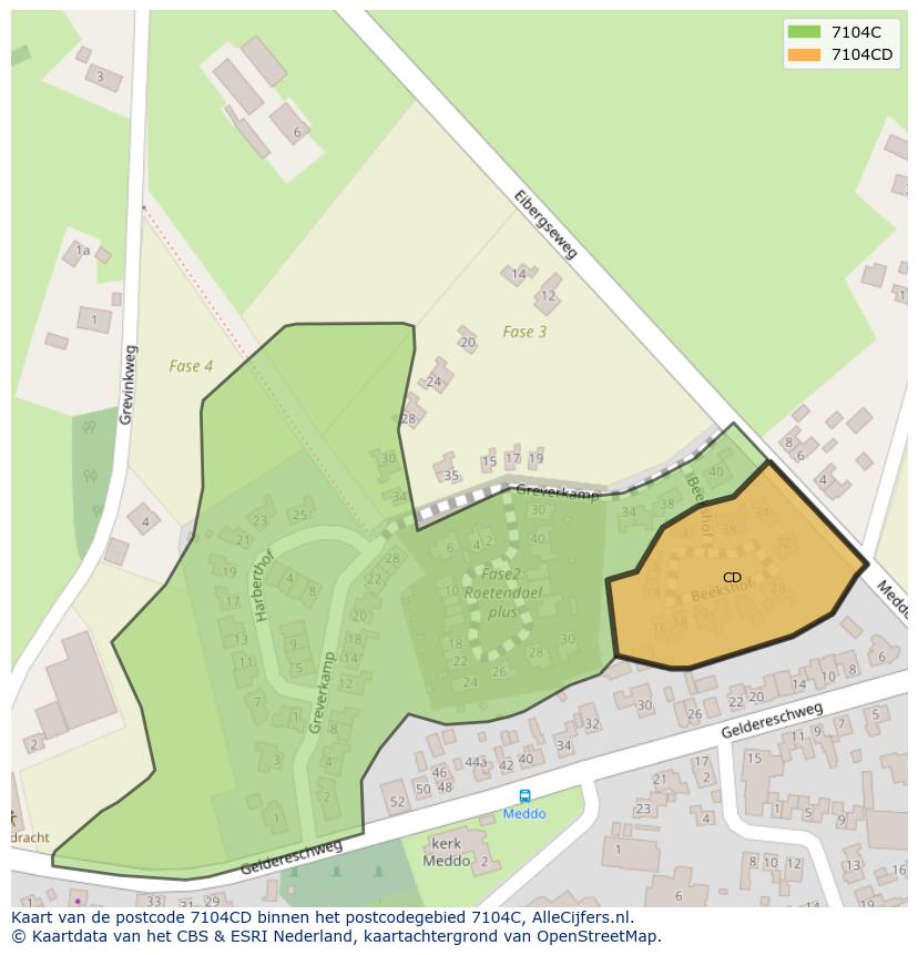 Afbeelding van het postcodegebied 7104 CD op de kaart.